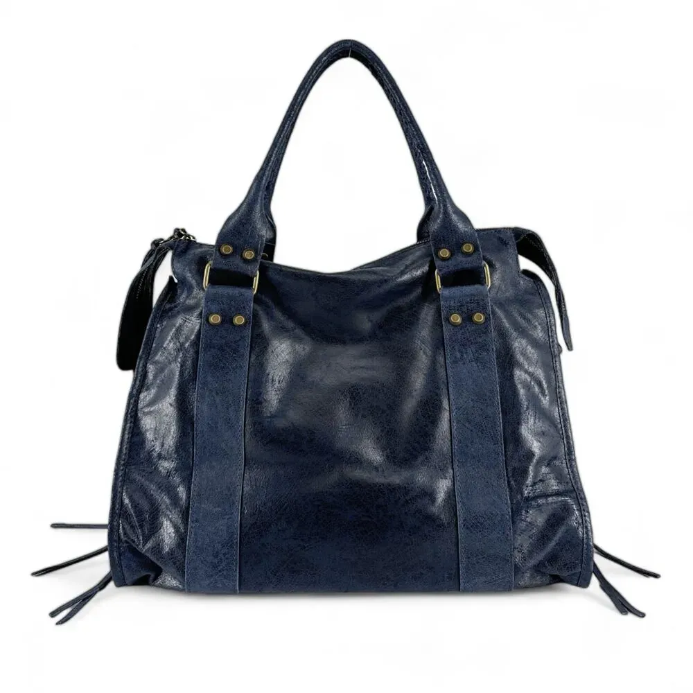 Sac à main en cuir brossé SANDSTORM E.L. SIROCCO Bleu fonce – Image 3