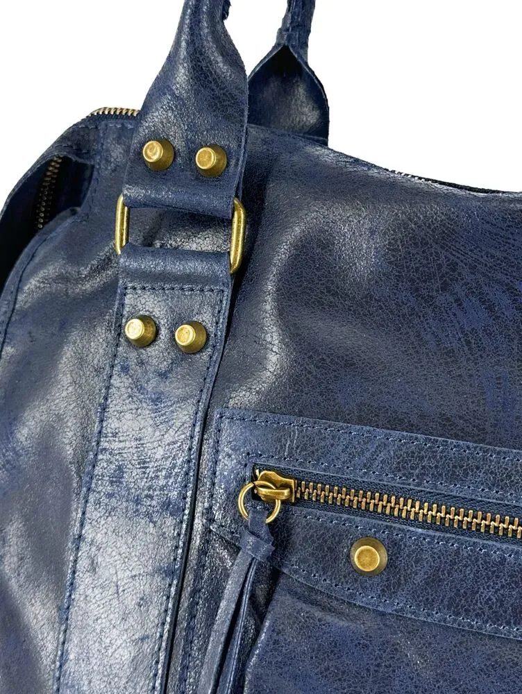 Sac à main en cuir brossé SANDSTORM E.L. SIROCCO Bleu fonce – Image 5